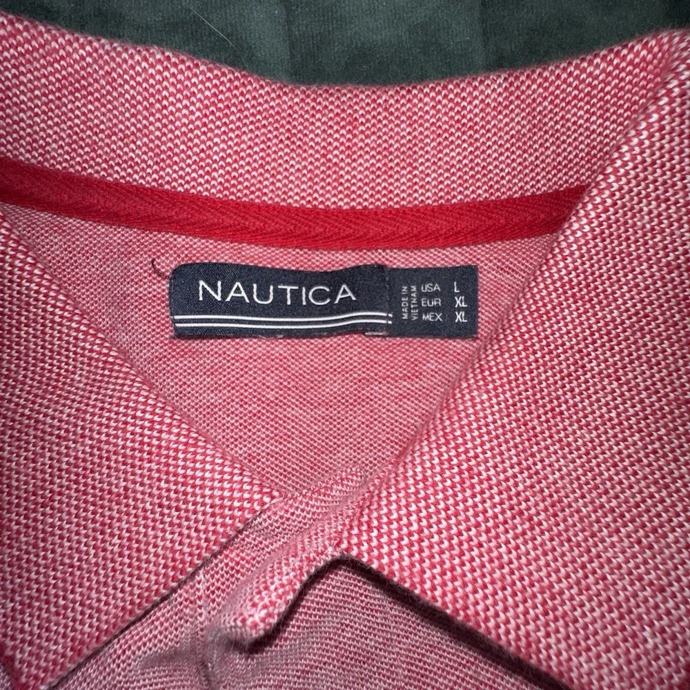 Nautica Mens Short Sleeve Polo Shirt Large (L) Red Classic Preppy